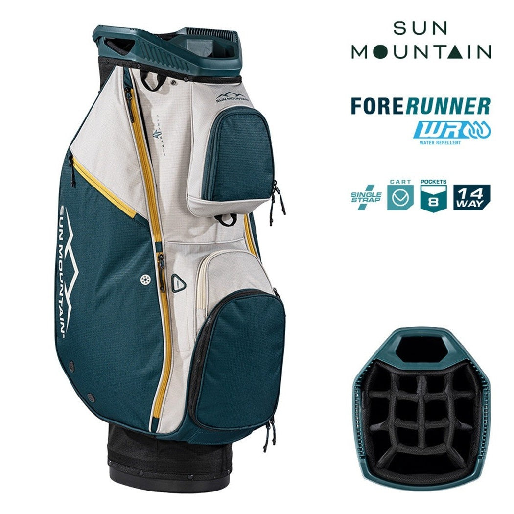Sun Mountain ForeRunner 14-Way Cart Golf Bag - Black/Pond/Sand - storage pockets