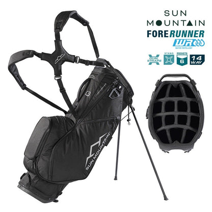 Sun Mountain ForeRunner 14-Way Carry Stand Golf Bag - Black - with features