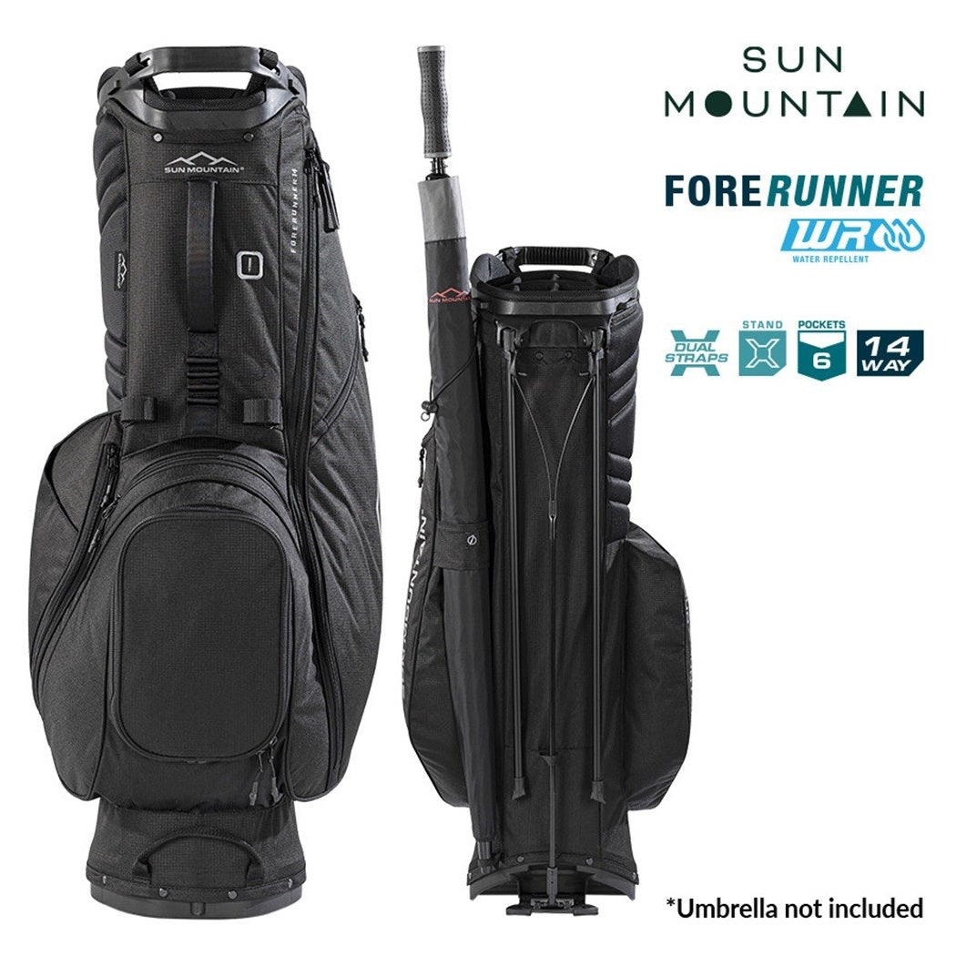 Sun Mountain ForeRunner 14-Way Carry Stand Golf Bag - Black - carry strap