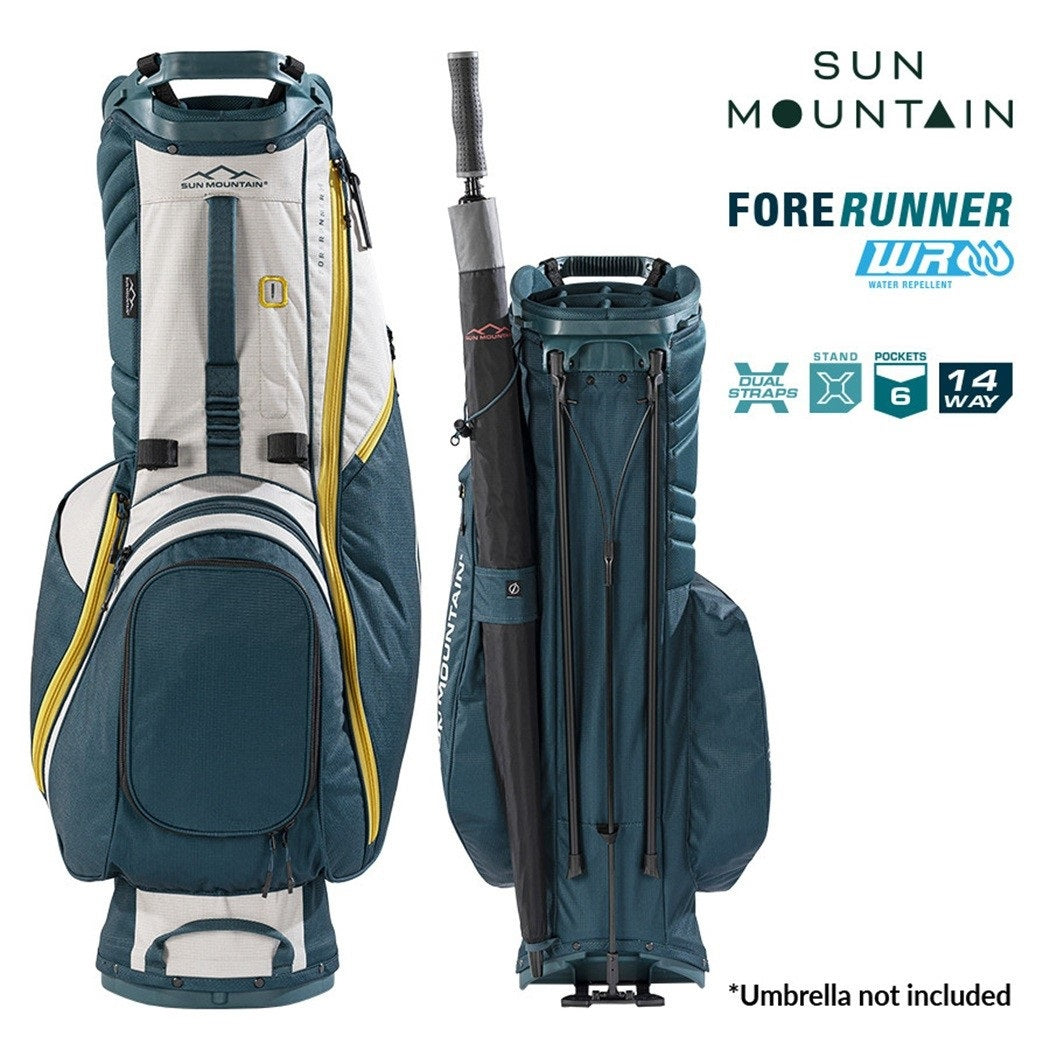 Sun Mountain ForeRunner 14-Way Carry Stand Golf Bag - Black/Pond/Sand - carry strap