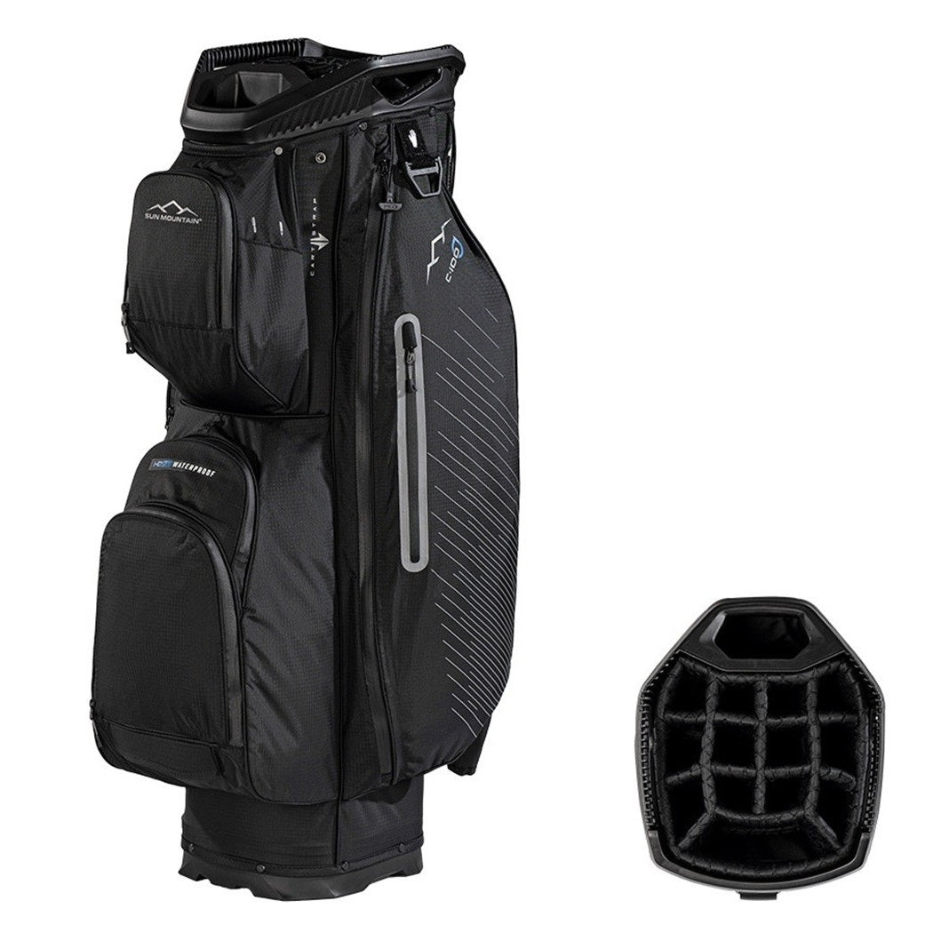Sun Mountain H2NO C-100 Waterproof 14-Way Trolley Golf Bag - Black - with divider