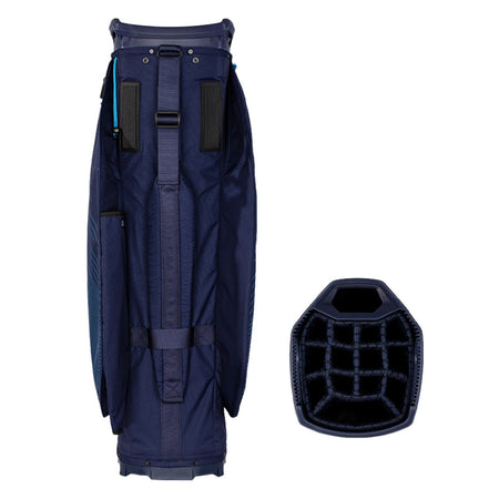 Sun Mountain H2NO C-100 Waterproof 14-Way Trolley Golf Bag - Navy/Ice Blue - rear view with carry strap
