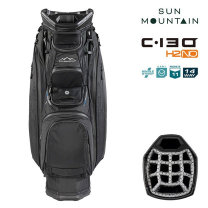 Sun Mountain H2NO C-130 Cart/Trolley Bag 14-Way - Black - zipped pockets