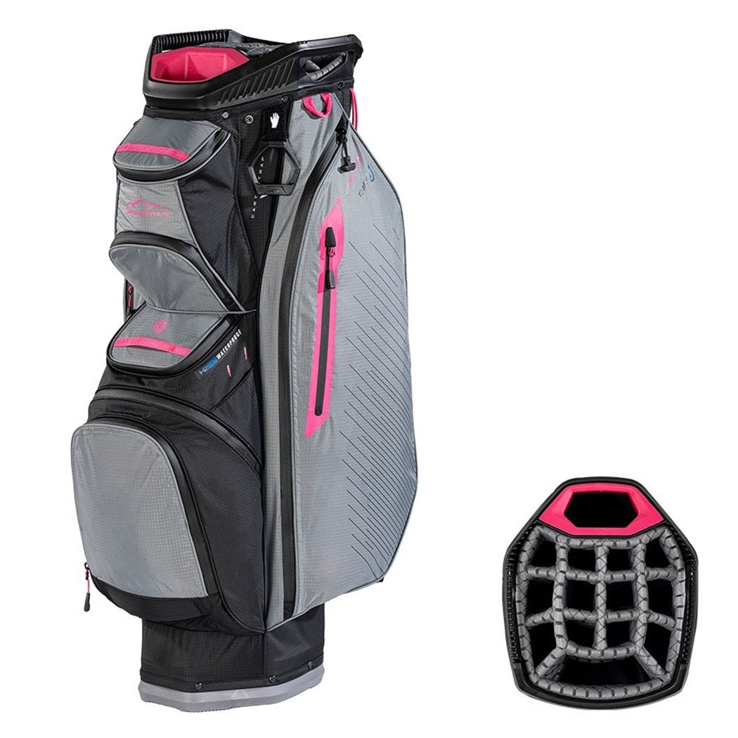 Sun Mountain H2NO C-130 Waterproof 14-Way Trolley Golf Bag - Black/Nickel/Pink - with divider