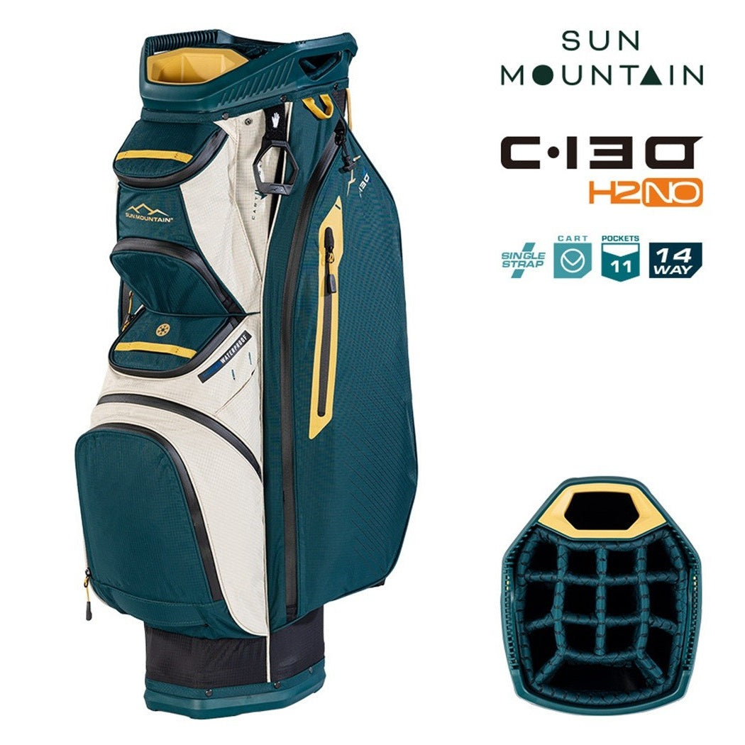 Sun Mountain H2NO C-130 Cart/Trolley Bag 14-Way - Black/Pond/Sand - with features
