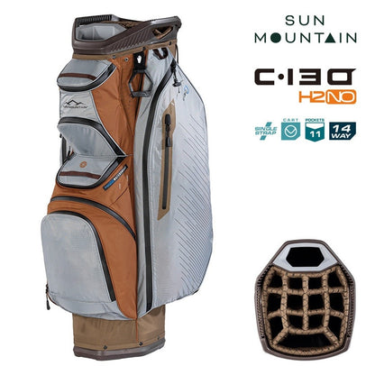 Sun Mountain H2NO C-130 Cart/Trolley Bag 14-Way - Leather/Shadow/Otter - with features