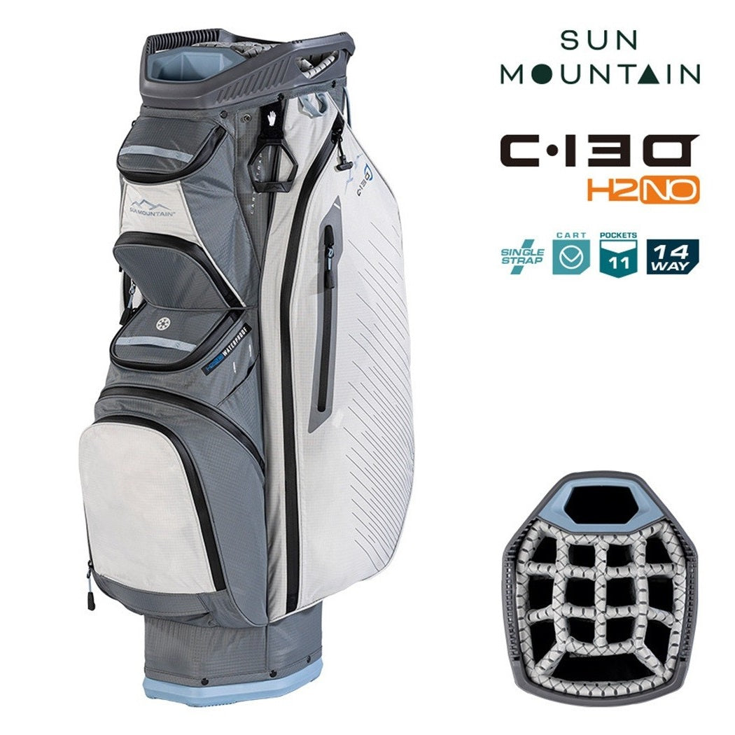 Sun Mountain H2NO C-130 Cart/Trolley Bag 14-Way - Nickel/Platinum/Ash - with features