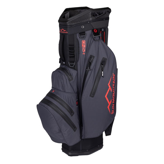 Sun Mountain H2NO Lite Cart Golf Bag - Black/Steel/Red - zipped pockets