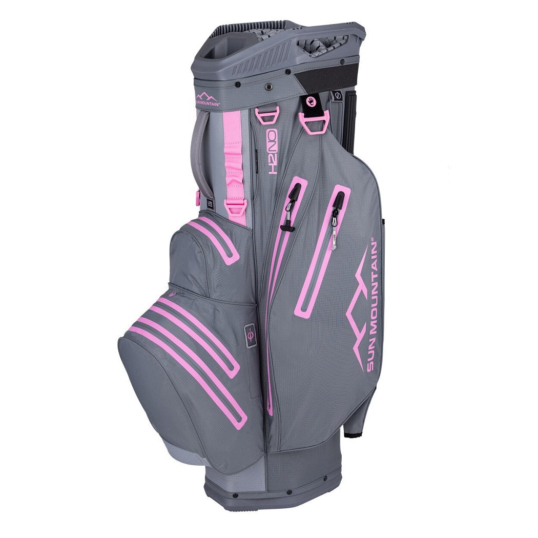 Sun Mountain H2NO Lite Cart Golf Bag - Nickel/Cadet/Pink - zipped pockets