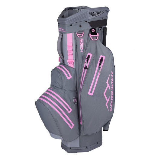 Sun Mountain H2NO Lite Cart Golf Bag - Nickel/Cadet/Pink - zipped pockets