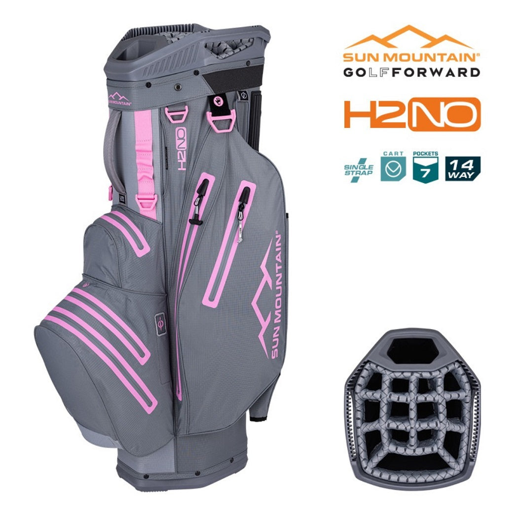 Sun Mountain H2NO Lite Cart Golf Bag - Nickel/Cadet/Pink - features