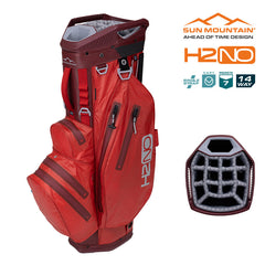 Sun Mountain H2NO Lite Golf Bag Waterproof Cart Bag Rush Red/Port/Cadet