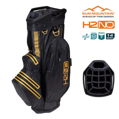 Sun Mountain H2NO Lite Golf Bag Waterproof Cart Bag Steel/Black/Gold