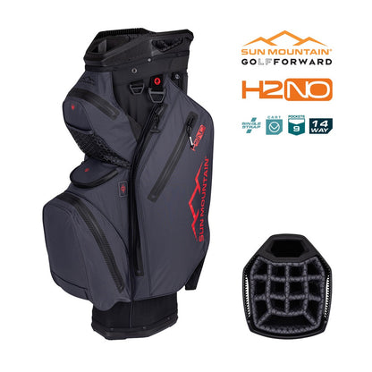 Sun Mountain H2NO Staff Cart Golf Bag - Black/Steel/Red