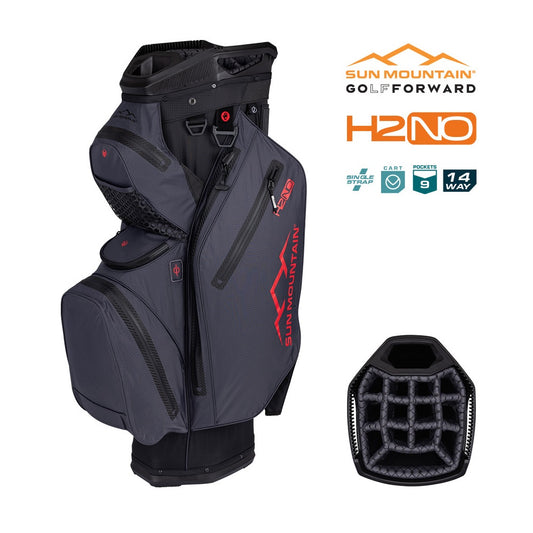 Sun Mountain H2NO Staff Cart Golf Bag - Black/Steel/Red