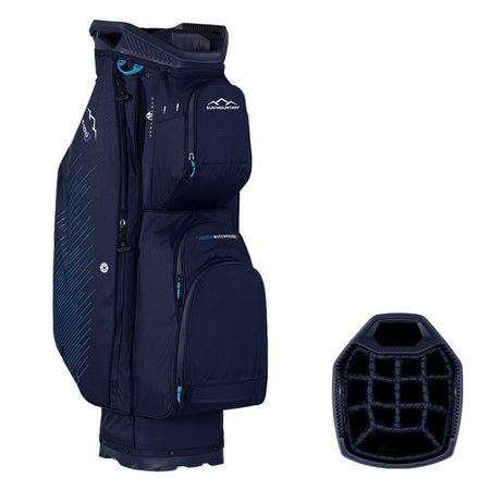 Sun Mountain H2NO C-100 Waterproof 14-Way Trolley Golf Bag - Navy/Ice Blue - zipped pockets and divider