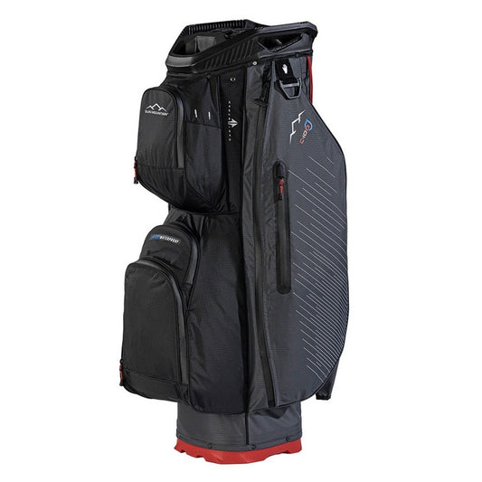 Sun Mountain H2NO C-100 Waterproof 14-Way Trolley Golf Bag - Steel/Black/Red