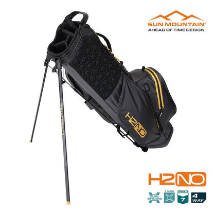 Sun Mountain H2NO Lite Waterproof Golf Carry Stand Bag Steel Black Gold