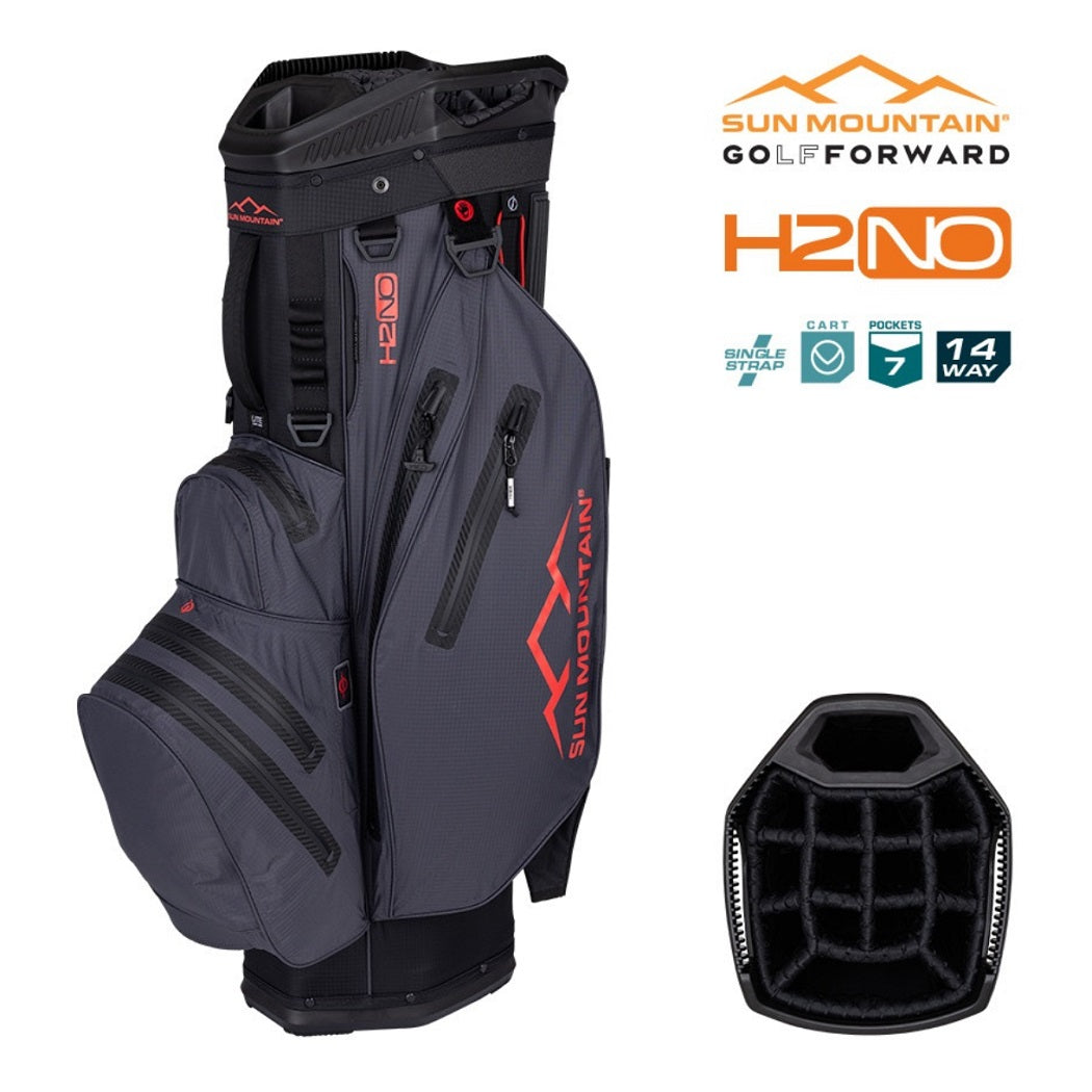 Sun Mountain H2NO Lite Cart Golf Bag - Black/Steel/Red - features