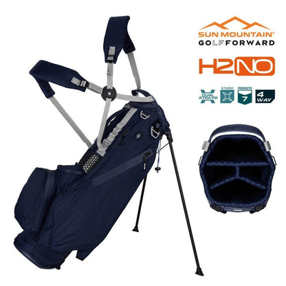 Sun Mountain H2NO LiteSpeed Waterproof 4-Way Stand Bag (No Logo) - Navy - with features