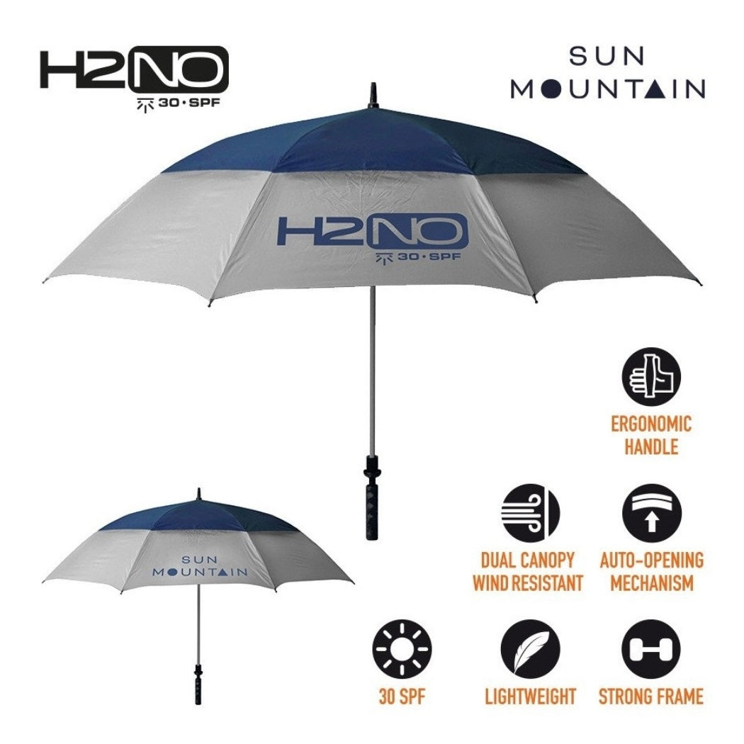 Sun Mountain H2NO Golf Umbrella - Nickel/Cadet - with features