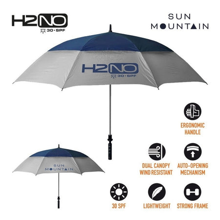 Sun Mountain H2NO Golf Umbrella - Nickel/Cadet - with features
