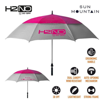 Sun Mountain H2NO Golf Umbrella - Pink/Cadet - with features