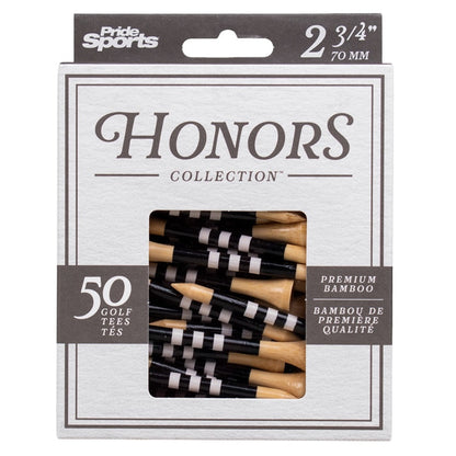Pride Sports Honors Collection - 70mm Bamboo Golf Tees - Black/White