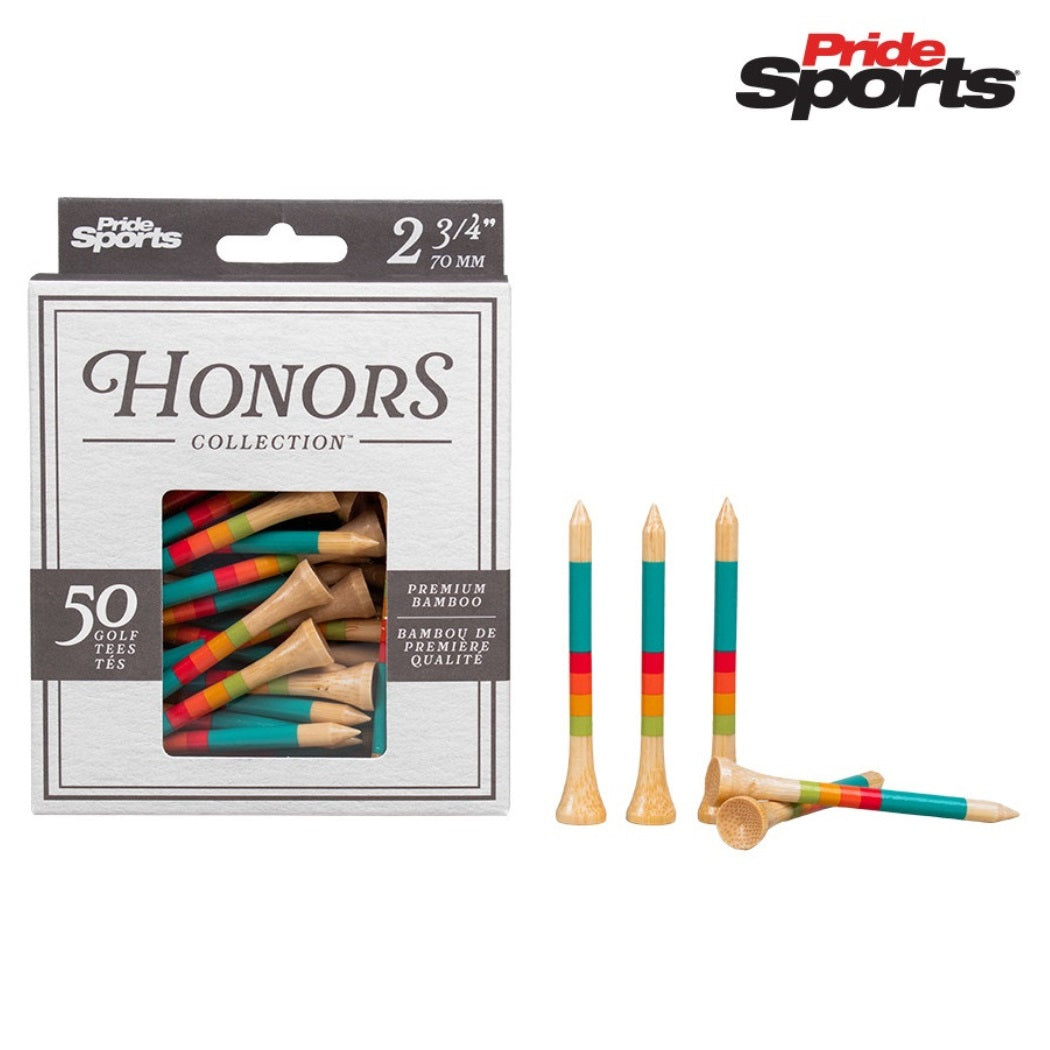 Pride Sports Honors Collection - 70mm Bamboo Golf Tees - Sunrise Gradient - with packaging