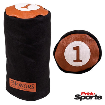Pride Sports Honors Collection Canvas Golf Headcovers - Barrel Driver Black - front and top views