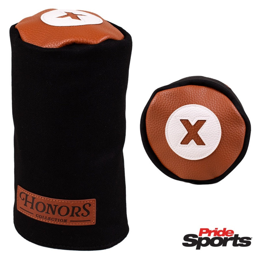 Pride Sports Honors Collection Canvas Golf Headcovers - Barrel Fairway Black -front and top views