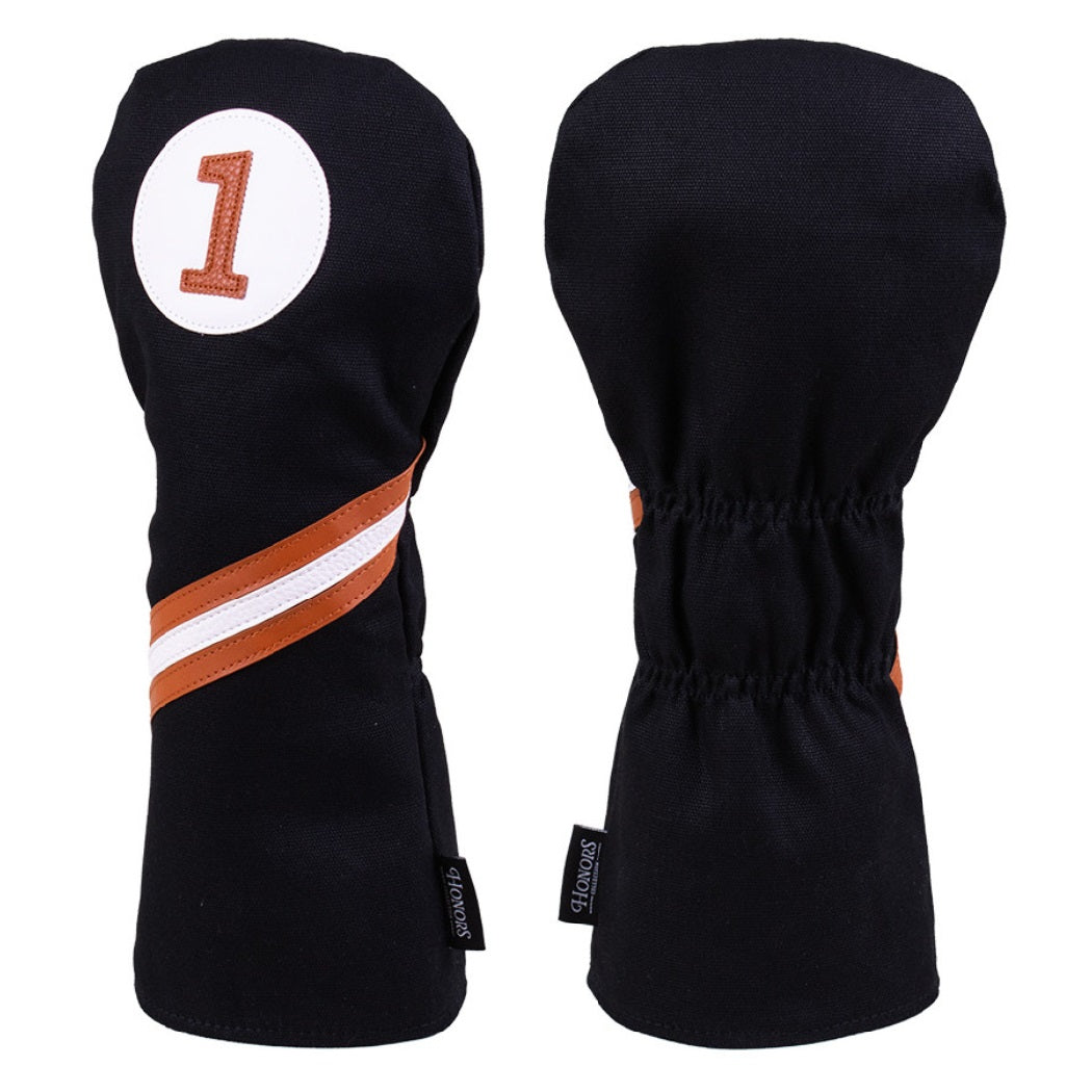 Pride Sports Honors Collection Canvas Golf Headcovers - Traditional Driver Black - front and rear views