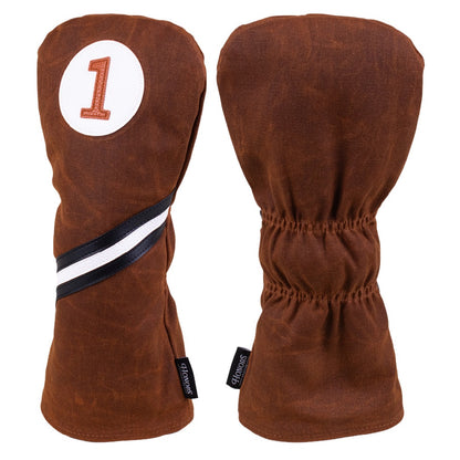Pride Sports Honors Collection Canvas Golf Headcovers - Traditional Driver Brown - front and rear views