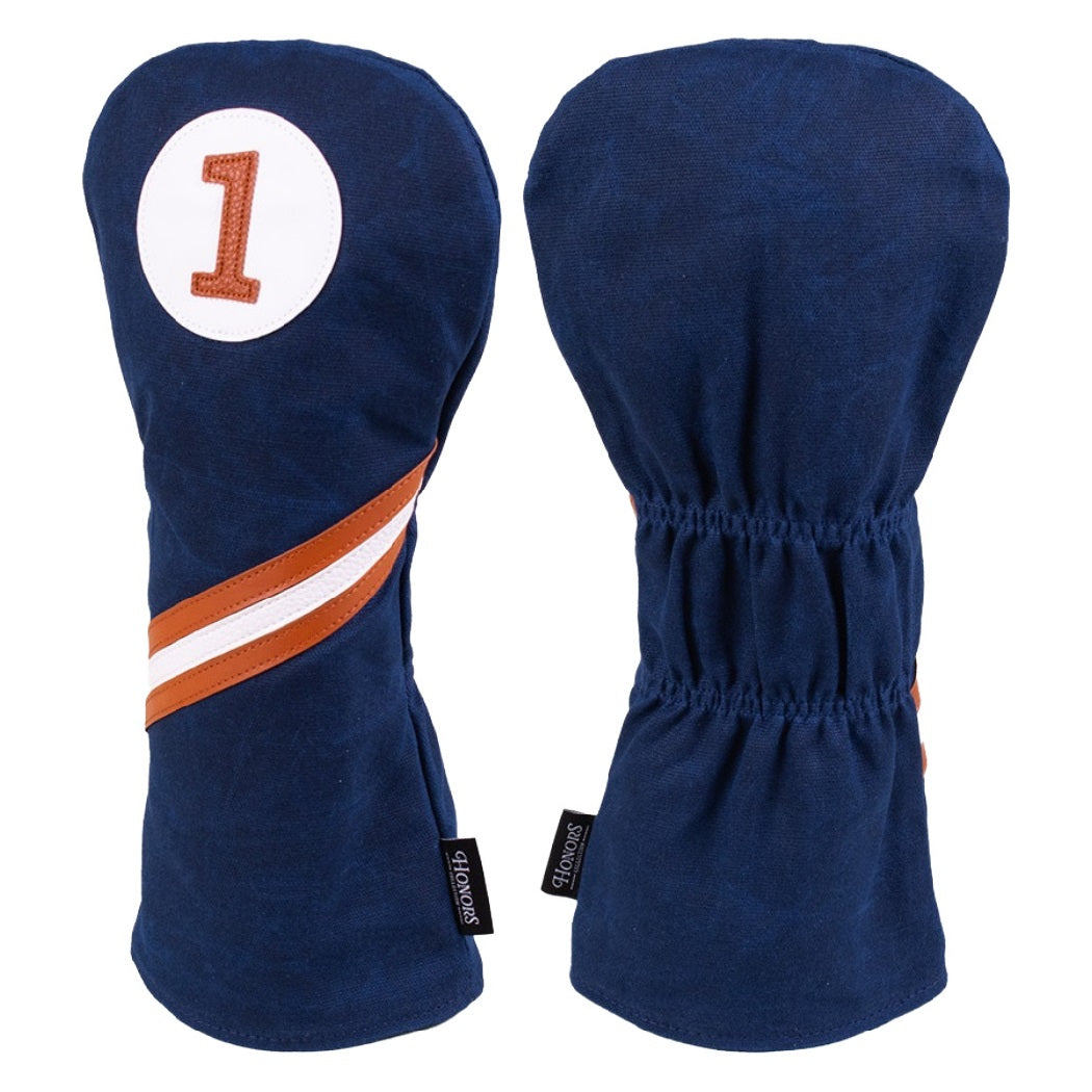 Pride Sports Honors Collection Canvas Golf Headcovers - Traditional Driver Navy - front and rear views
