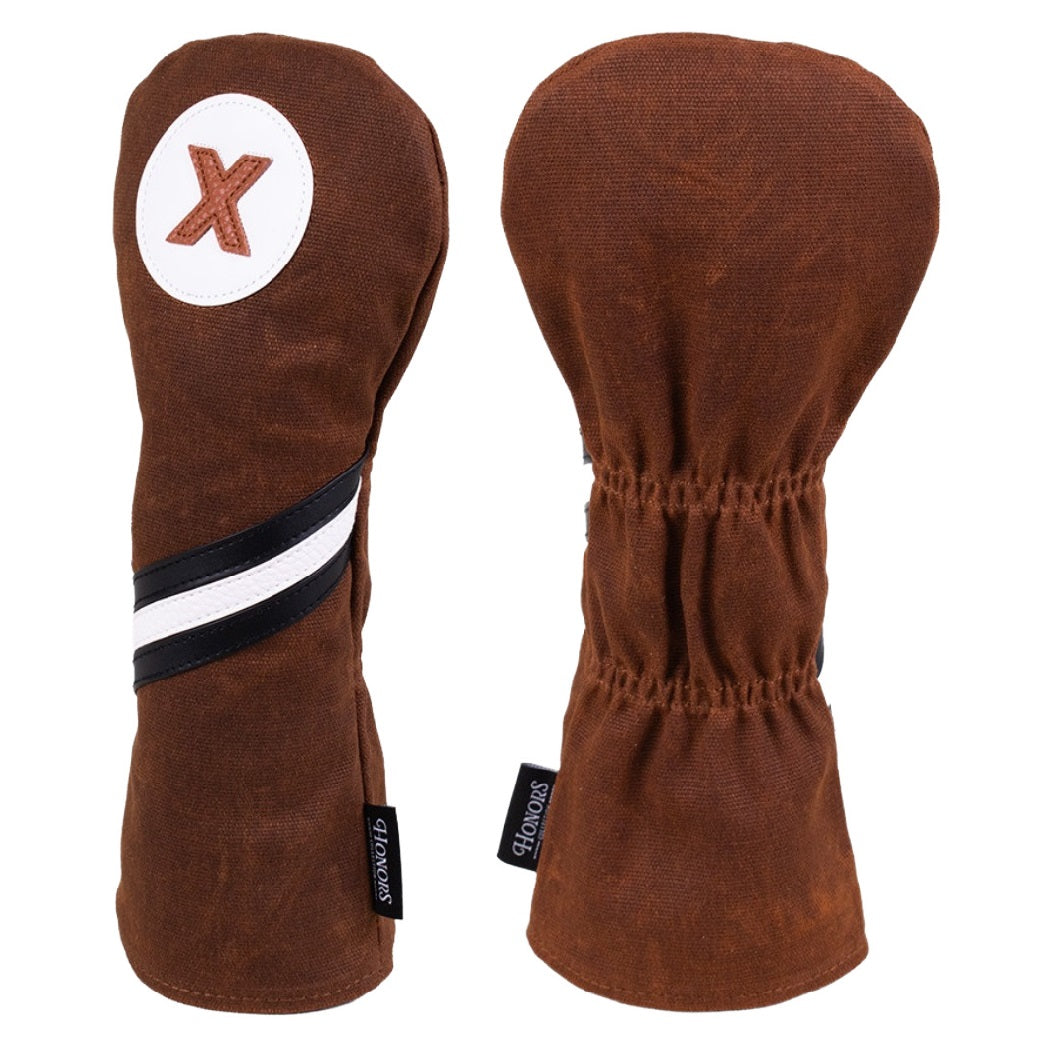 Pride Sports Honors Collection Canvas Golf Headcovers - Traditional Fairway Brown - front and rear views