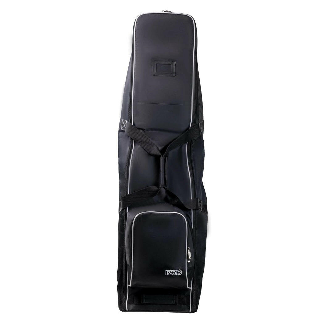 IZZO Golf Deluxe Travel Cover front view- Black White
