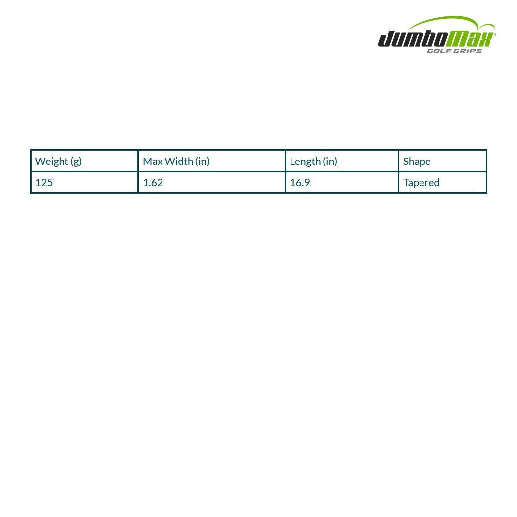 JumboMax JumboFlat 17 Putter Grip - dimensions