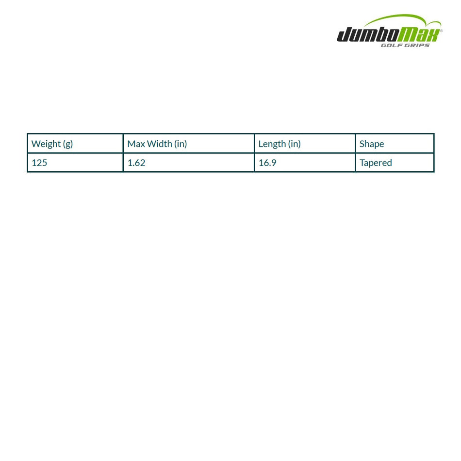 JumboMax JumboFlat 17 Putter Grip - dimensions