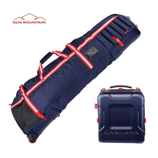 Sun Mountain Kube Travel Cover - Wheeled Golf Flight Bag - Navy/White/Red