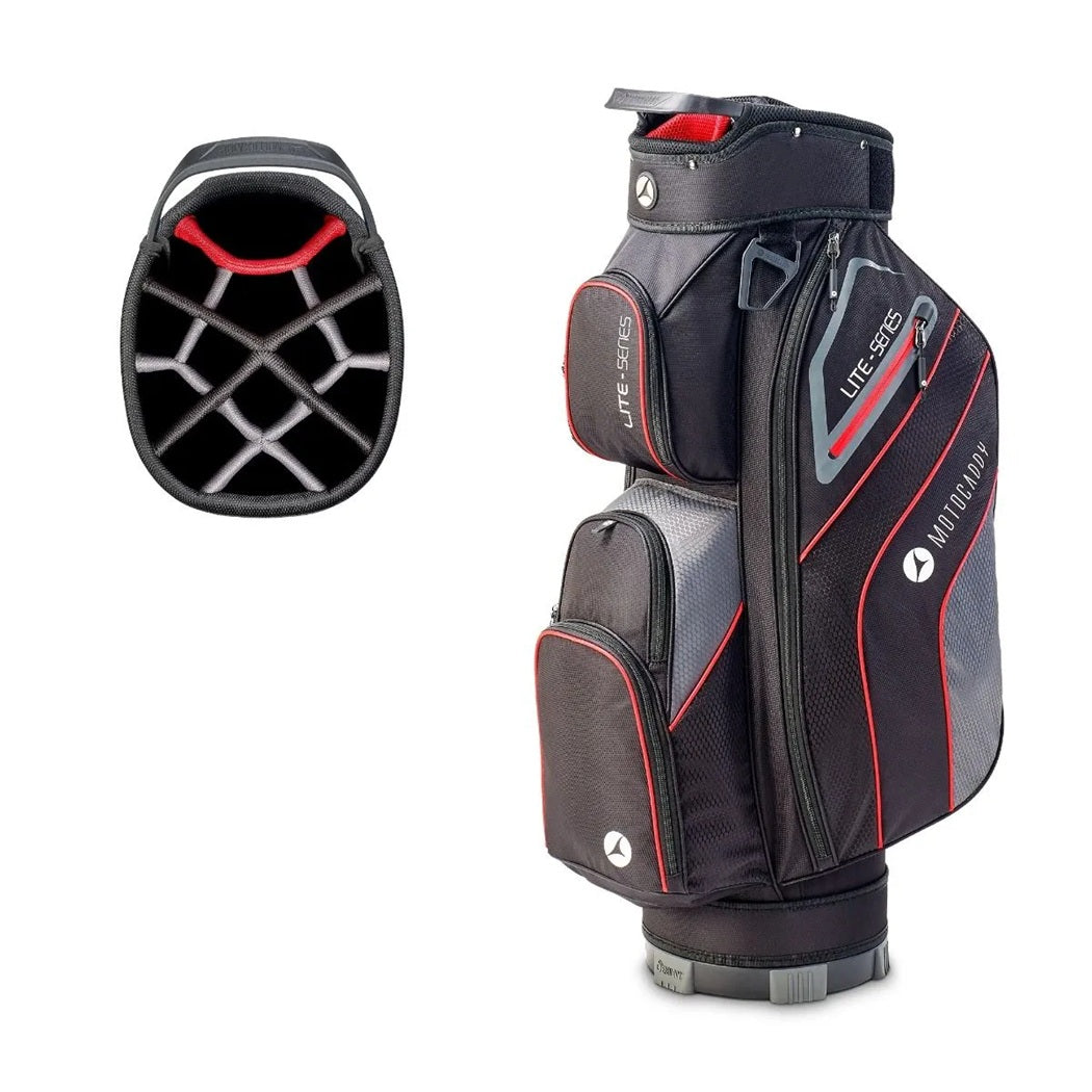 Motocaddy Lite Series 2026 golf trolley bag with 14-way divider Black/Red