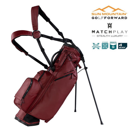 Sun Mountain Matchplay 4-Way Duravinyl Stand/Carry Golf Bag – Merlot - with features
