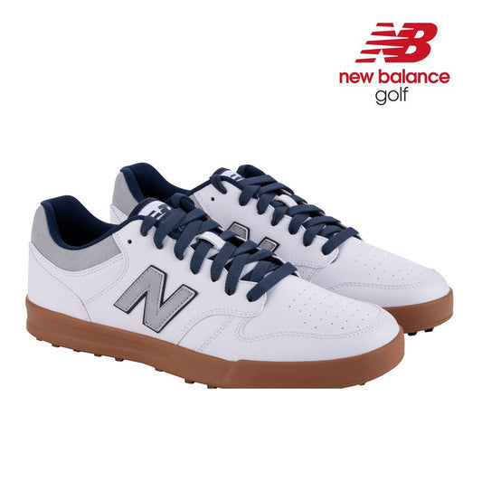 New Balance Men`s 480 SL Spikeless Golf Shoes - White/Brown - front view