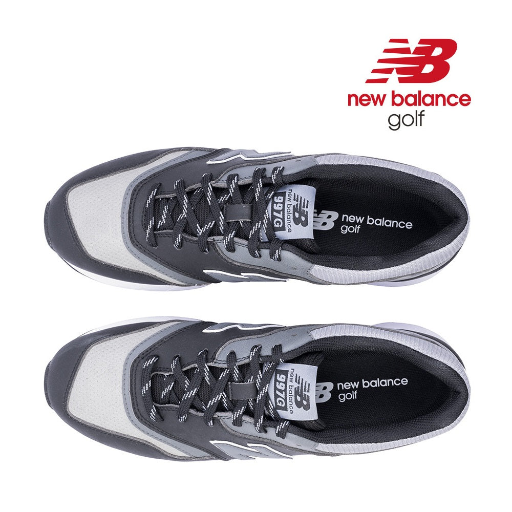 New Balance Men`s 997 SL Spikeless Golf Shoes - Black/Grey - overhead view