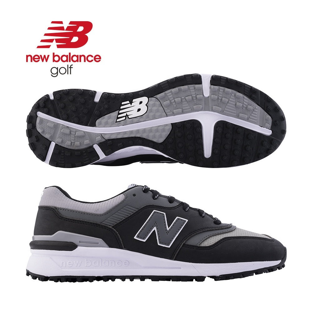 New Balance Men`s 997 SL Spikeless Golf Shoes - Black/Grey - spikeless soles