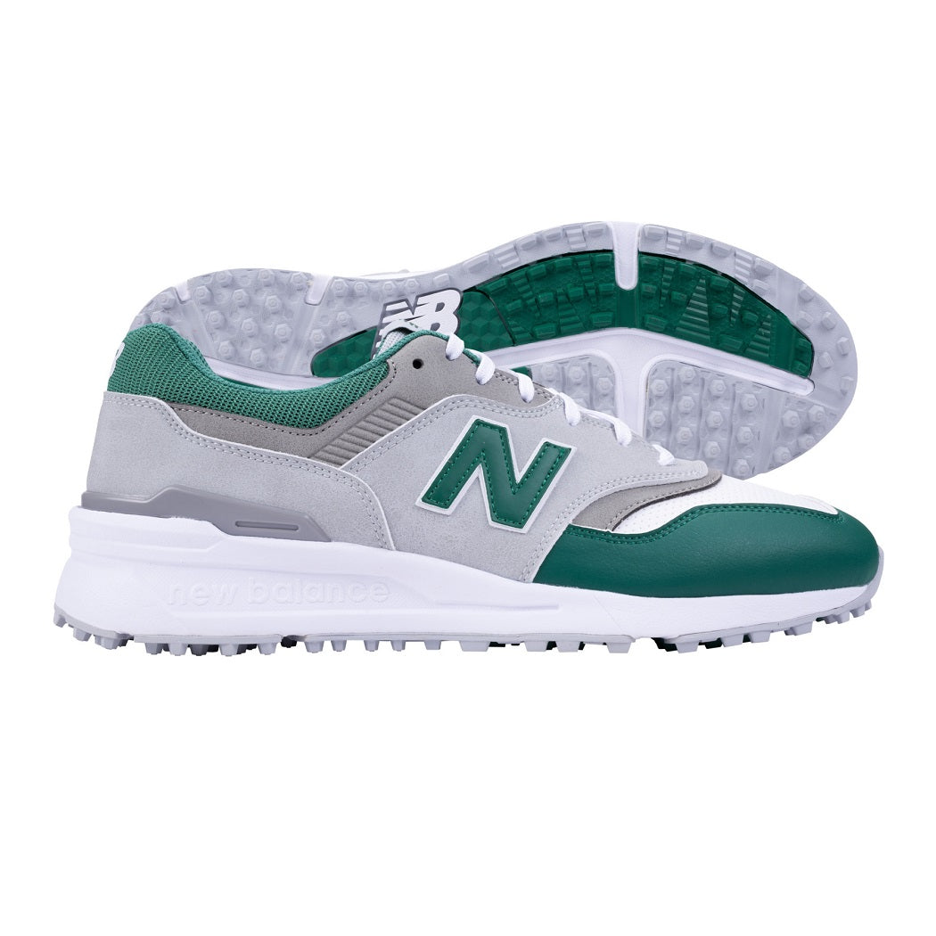 New Balance Men`s 997 SL Spikeless Golf Shoes - Grey/Green - side view