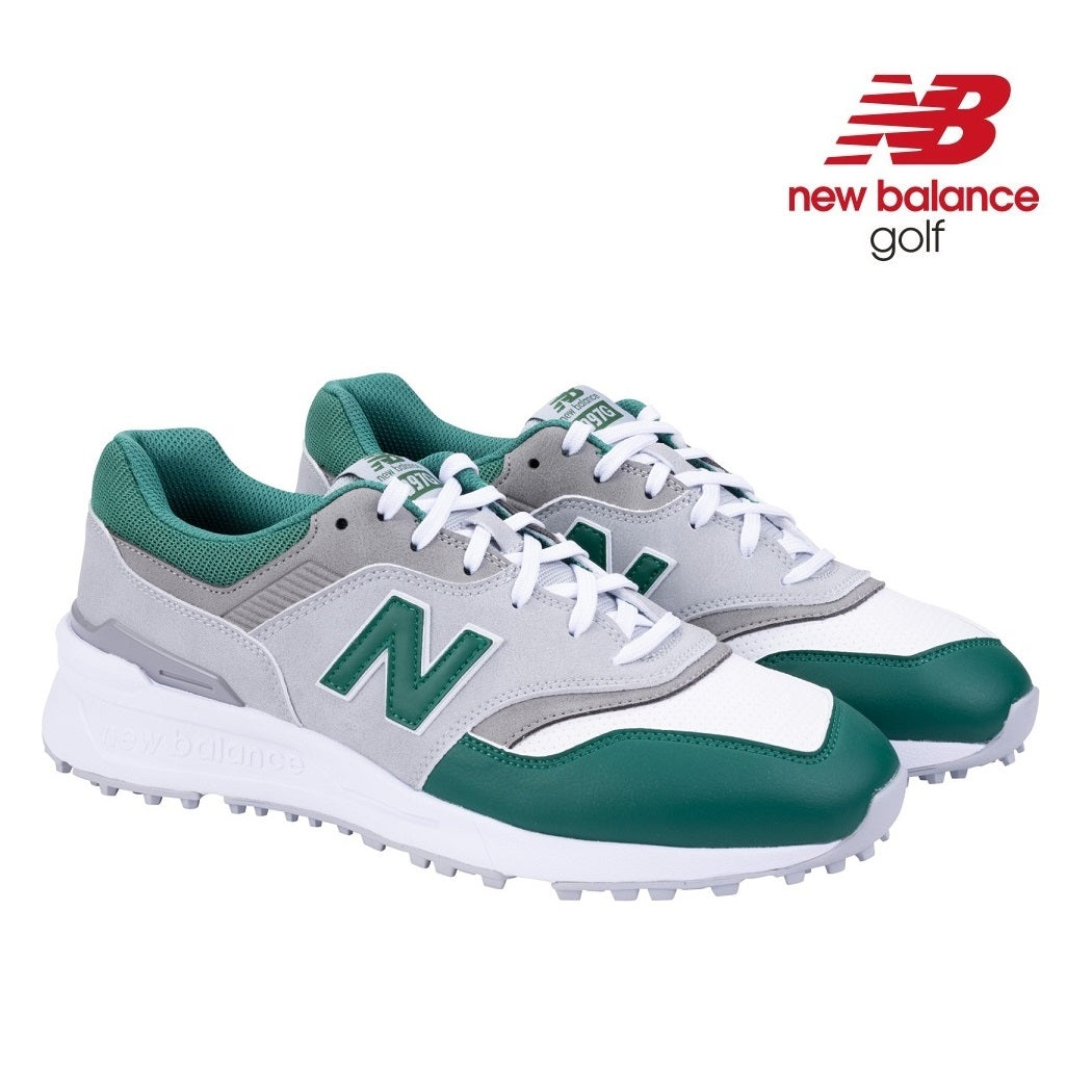 New Balance Men`s 997 SL Spikeless Golf Shoes - Grey/Green - front view