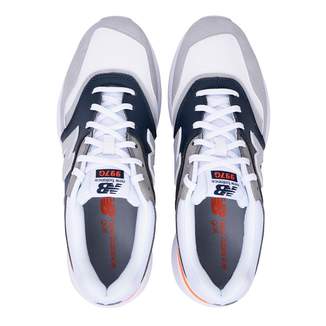 New Balance Mens 997 SL Spikeless Golf Shoe - Grey/White - overhead view