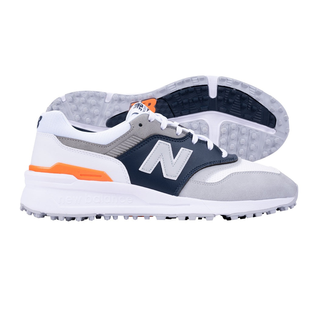 New Balance Mens 997 SL Spikeless Golf Shoe - Grey/White - side view