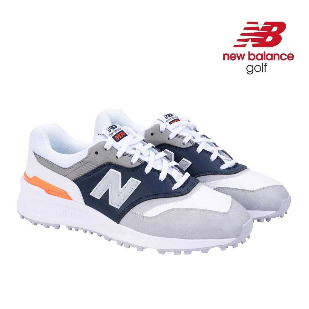 New Balance Mens 997 SL Spikeless Golf Shoe - Grey/White - front view