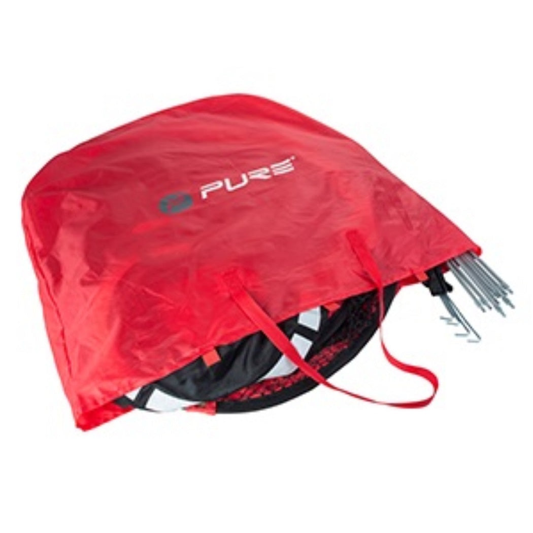 Pure2Improve Square Golf Practice Net - shwon folded within its carry bag